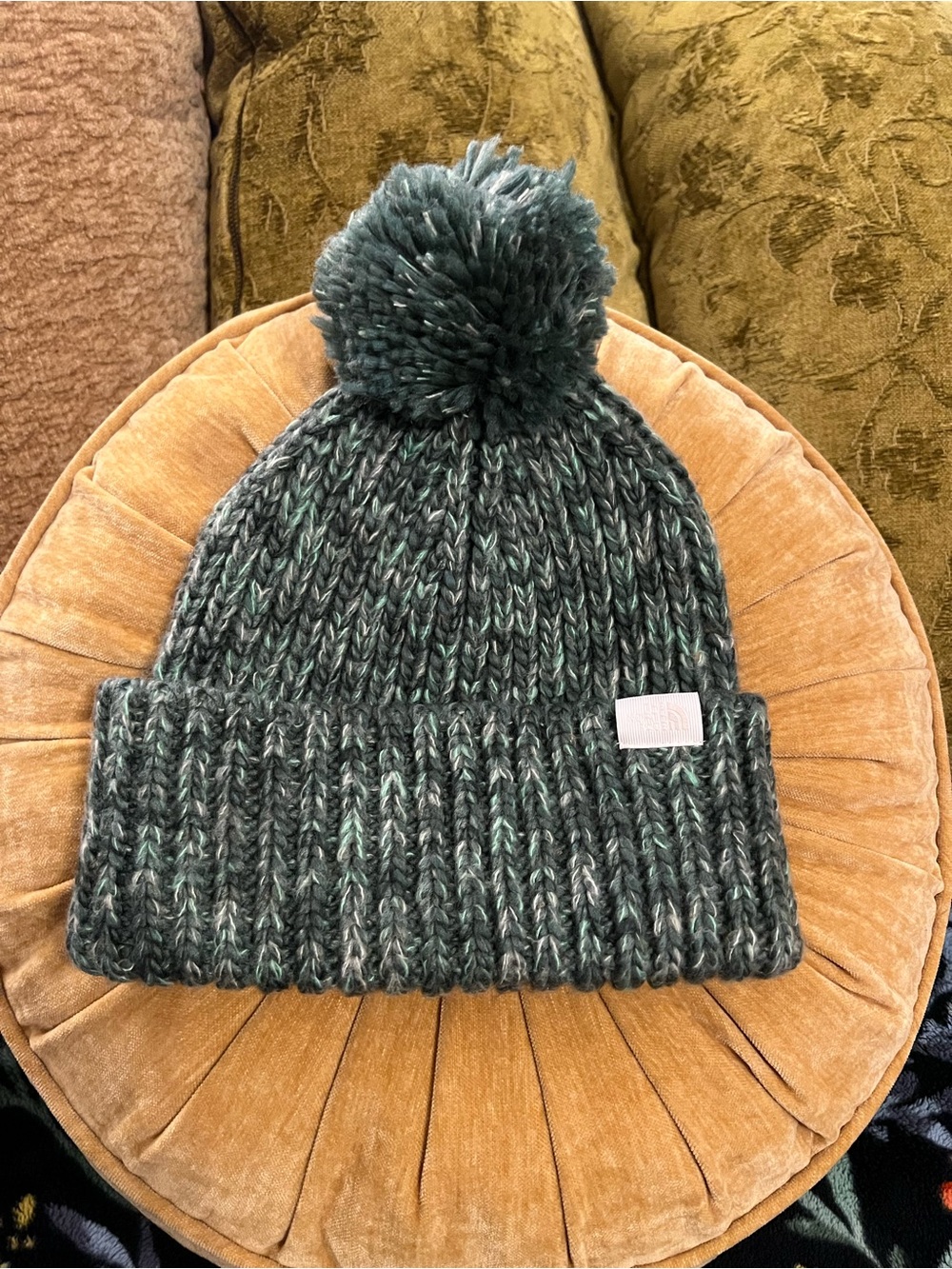 The North Face Pom-Pom Beanie in Forest Green Marled